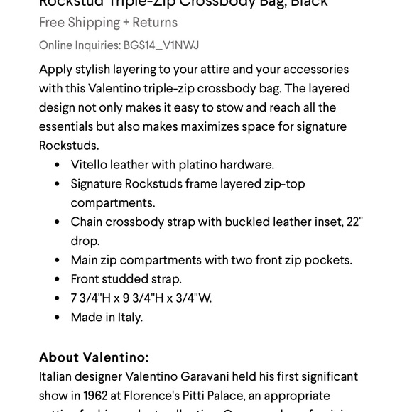 Valentino Rockstud Crossbody Bag Triple Zip - Picture 10 of 12
